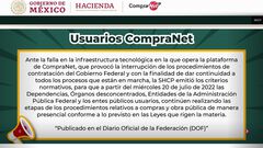 La caída del sistema de Compranet
